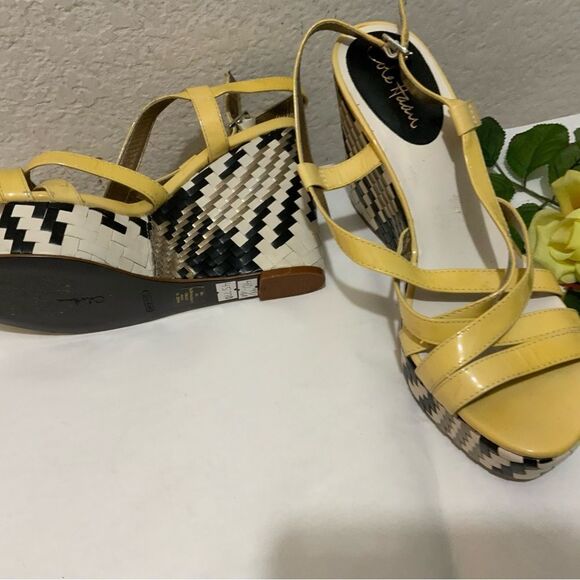 Cole Haan Air Cream Black Leather Platform Wedge Sandals Shoes Women's 10 B - Picture 5 of 13